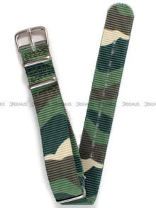 Nylonowy pasek do zegarka z końcówkami zabezpieczonymi silikonem Nato PND1.18.33, 18 mm, Zielony, Moro
