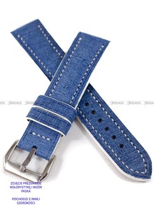 Pasek skórzany ręcznie robiony A. Kucharski Leather - Grattamacco - Blue/White - 18 mm