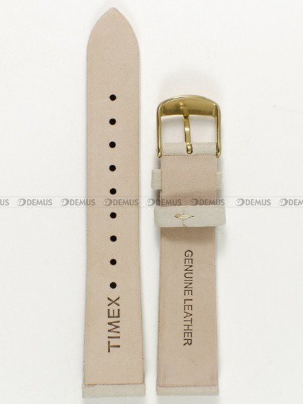 Skórzany, Zamszowy pasek do zegarka Timex PW2P96200, 18 mm, Beżowy