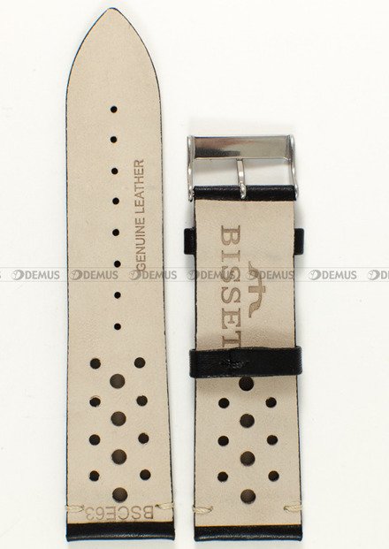Skórzany pasek do zegarka Bisset ABP/E63-Black, 24 mm, Czarny