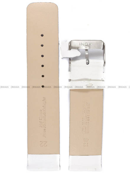 Skórzany pasek do zegarka Diloy 327.22.22, 22 mm, Biały