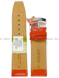 Skórzany pasek do zegarka Diloy 366.24.12, 24 mm, Pomarańczowy