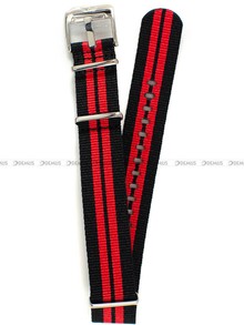 Nylonowy pasek do zegarka Vostok VE-Almaz-22-Nylon-Black-Red-S, 22 mm, Czarny, Czerwony