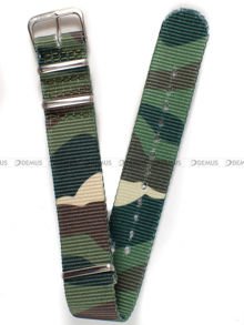 Nylonowy pasek do zegarka z końcówkami zabezpieczonymi silikonem Nato PND1.20.33, 20 mm, Moro, Zielony