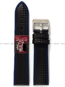 Pasek do zegarka z poliuretanu pokrytego karbonem Diloy 400.22.1.5, 22 mm, Czarny, Niebieski