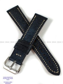 Pasek skórzany ręcznie robiony A. Kucharski Leather - Badalassi Carlo Pueblo RawEdge - navy/camel 32 mm