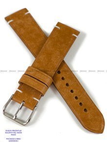 Pasek skórzany ręcznie robiony A. Kucharski Leather - Conceria Il Ponte Maya Simple - cognac/white 24 mm