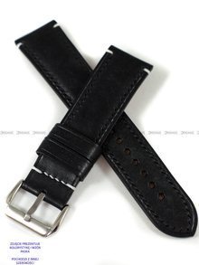 Pasek skórzany ręcznie robiony A. Kucharski Leather - Conceria Il Ponte Maya - black/black 24 mm