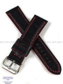 Pasek skórzany ręcznie robiony A. Kucharski Leather - Conceria Il Ponte Maya - black/red 20 mm