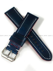 Pasek skórzany ręcznie robiony A. Kucharski Leather - Conceria Walpier Buttero - blue/white 22 mm