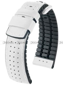 Skórzano-kauczukowy pasek do zegarka Hirsch 0915075000-2-20, 20 mm, Biały