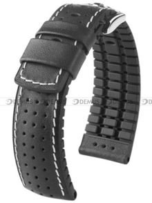 Skórzano-kauczukowy pasek do zegarka Hirsch 0915075050-2-20, 20 mm, Czarny