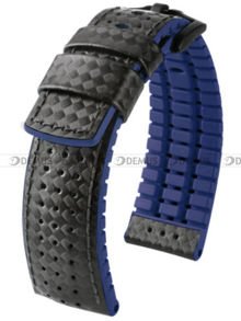 Skórzano-kauczukowy pasek do zegarka Hirsch 0918092050-5-22, 22 mm, Czarny