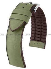 Skórzano-kauczukowy pasek do zegarka Hirsch 0921094040-2-20, 20 mm, Zielony