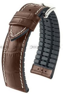 Skórzano-kauczukowy pasek do zegarka Hirsch 0925128010-2-20, 20 mm, Brązowy