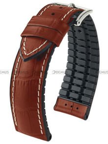 Skórzano-kauczukowy pasek do zegarka Hirsch 0925128070-2-22, 22 mm, Brązowy