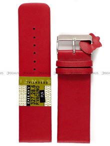 Skórzany pasek do zegarka Diloy 327.28.6, 28 mm, Czerwony