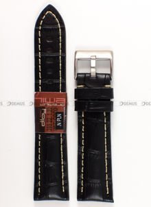 Skórzany pasek do zegarka Diloy 395.22.1.22, 22 mm, Czarny
