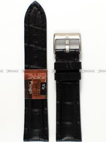 Skórzany pasek do zegarka Diloy 395.22.1, 22 mm, Czarny