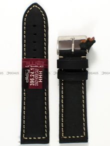 Skórzany pasek do zegarka Diloy 396.24.1, 24 mm, Czarny