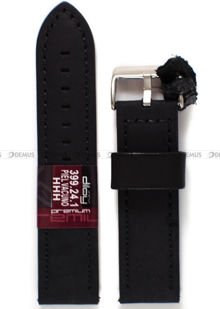 Skórzany pasek do zegarka Diloy 399.24.1, 24 mm, Czarny