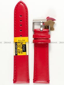 Skórzany pasek do zegarka Diloy 401.22.6, 22 mm, Czerwony