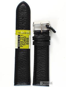 Skórzany pasek do zegarka Diloy P205.22.1, 22 mm, Czarny