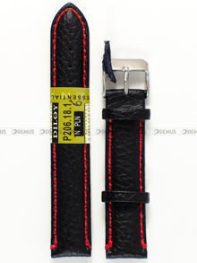 Skórzany pasek do zegarka Diloy P206.18.1.6, 18 mm, Czarny