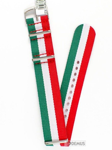 Nylonowy pasek do zegarka Morellato A01U3972A74874CR22, 22 mm, Biały, Czerwony, Zielony