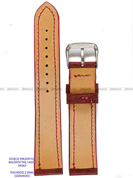 Pasek skórzany ręcznie robiony A. Kucharski Leather - Badalassi Carlo Pueblo - Coccinella/Red - 22 mm
