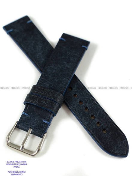 Pasek skórzany ręcznie robiony A. Kucharski Leather - Badalassi Carlo Pueblo Simple - navy/navy 30 mm