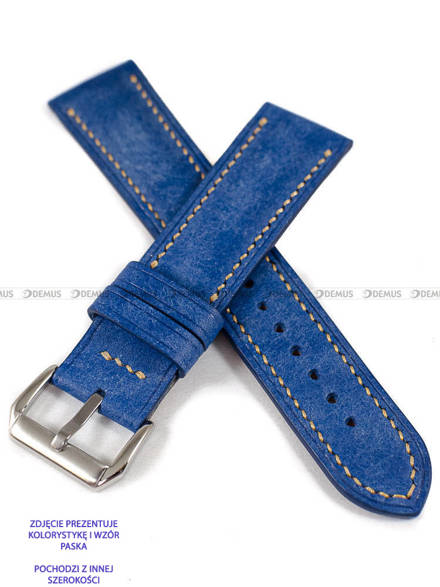 Pasek skórzany ręcznie robiony A. Kucharski Leather - Conceria Il Ponte Maya Double - Blue/Earthyyellow - 24 mm