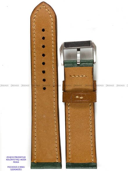 Pasek skórzany ręcznie robiony A. Kucharski Leather - Conceria Il Ponte Maya Double - darkgreen/camel 16 mm