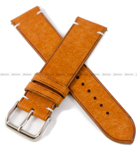 Pasek skórzany ręcznie robiony A. Kucharski Leather - Conceria Il Ponte Maya Simple - cognac/white 22 mm