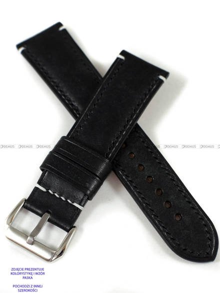 Pasek skórzany ręcznie robiony A. Kucharski Leather - Conceria Il Ponte Maya - black/black 18 mm