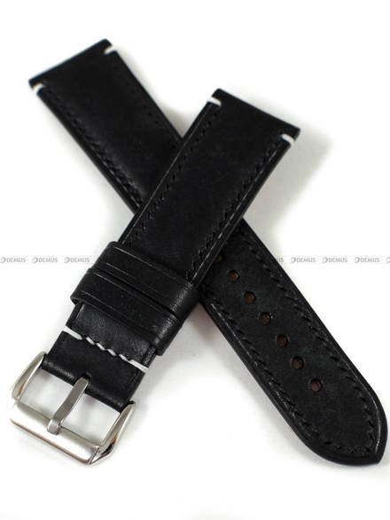 Pasek skórzany ręcznie robiony A. Kucharski Leather - Conceria Il Ponte Maya - black/black 22 mm