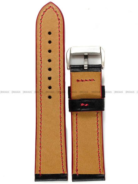 Pasek skórzany ręcznie robiony A. Kucharski Leather - Conceria Il Ponte Maya - black/red 22 mm