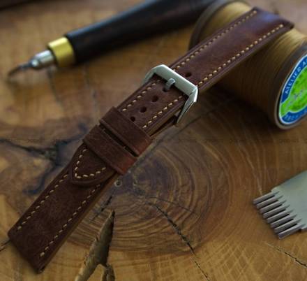 Pasek skórzany ręcznie robiony A. Kucharski Leather - Conceria Il Ponte Maya - chocolate/earthyyellow 22 mm