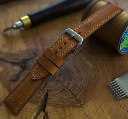 Pasek skórzany ręcznie robiony A. Kucharski Leather - Conceria Il Ponte Maya - cognac/camel 28 mm