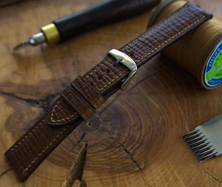 Pasek skórzany ręcznie robiony A. Kucharski Leather - Conceria Puccini Palmellato - chestnut/camel 24 mm