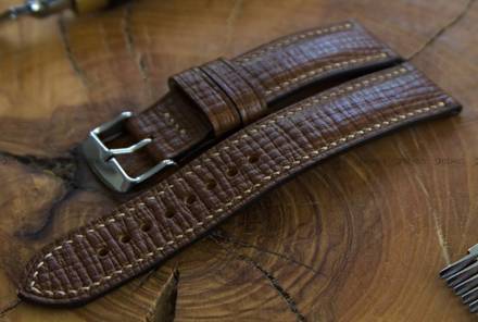 Pasek skórzany ręcznie robiony A. Kucharski Leather - Conceria Puccini Palmellato - chestnut/camel 30 mm