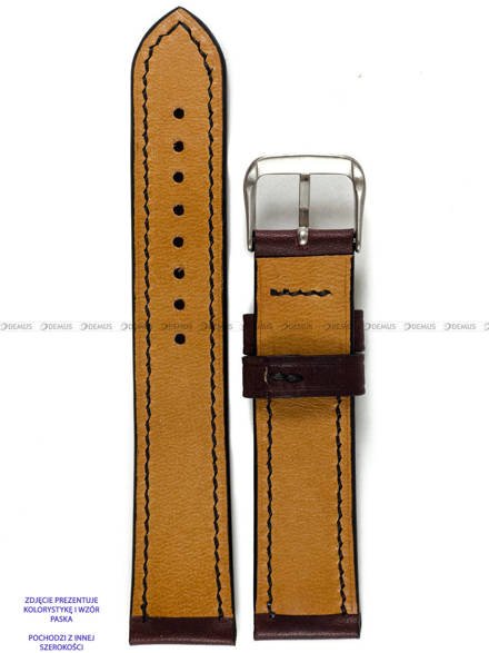 Pasek skórzany ręcznie robiony A. Kucharski Leather - Conceria Puccini Uragano - burgundy/black 18 mm