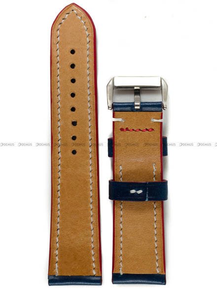 Pasek skórzany ręcznie robiony A. Kucharski Leather - Conceria Walpier Buttero - blue/white 22 mm