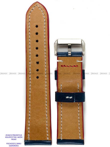 Pasek skórzany ręcznie robiony A. Kucharski Leather - Conceria Walpier Buttero - blue/white 26 mm