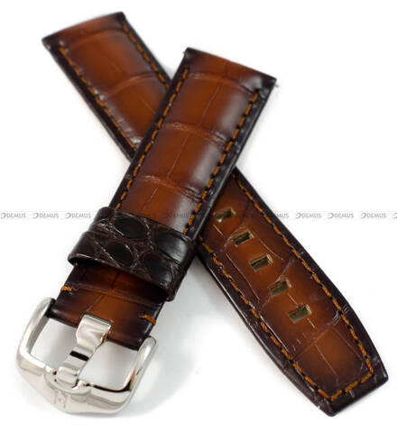 Pasek skórzany z aligatora, ręcznie robiony, do zegarka - Hirsch Tritone Alligator Vintage 08607015-2-22 - 22 mm