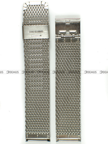 Siateczkowa (mesh) bransoleta do zegarka Demus Bra14, 20 mm, Srebrna