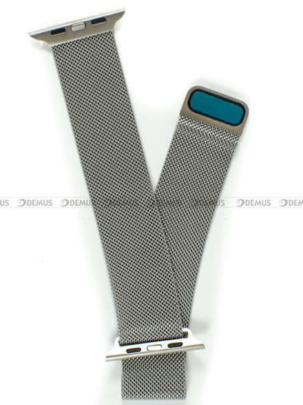 Siateczkowa (mesh), zapinana na magnes bransoleta do zegarka Demus Bra1, 20 mm, Przy kopercie: 42 mm, Srebrna