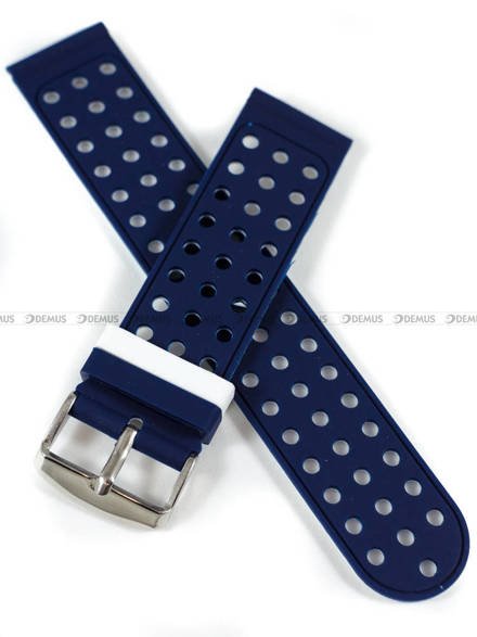 Silikonowy pasek do zegarka Demus PGS2.22.5.7, 22 mm, Niebieski, Biały