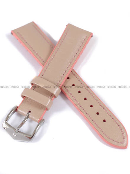 Skórzano-kauczukowy pasek do zegarka Hirsch 0922302122-2-18, 18 mm, Beżowy, Różowy
