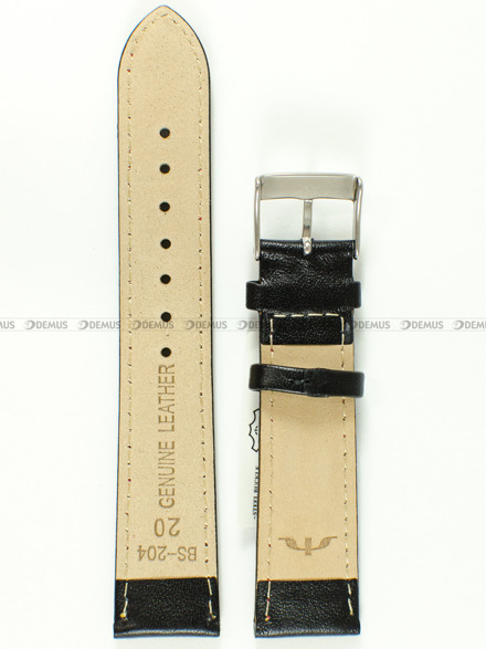 Skórzany pasek do zegarka Bisset BS-204-20-1-4, 20 mm, Czarny